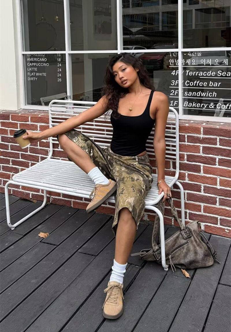 Camouflage Distressed Trendy Jorts