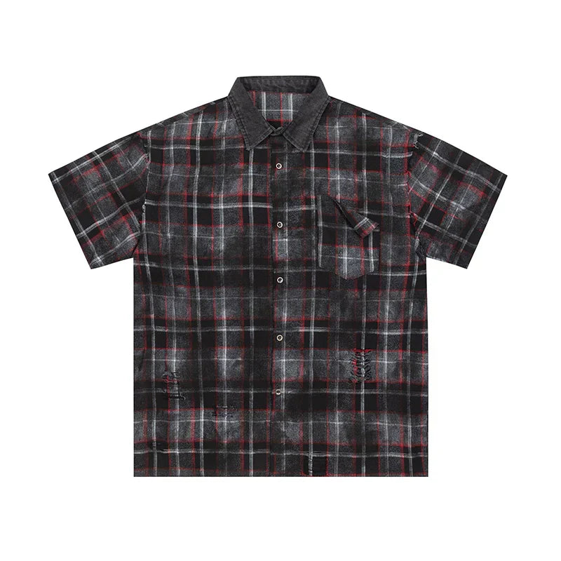 Oversized Plaid Short Sleeve Shirt