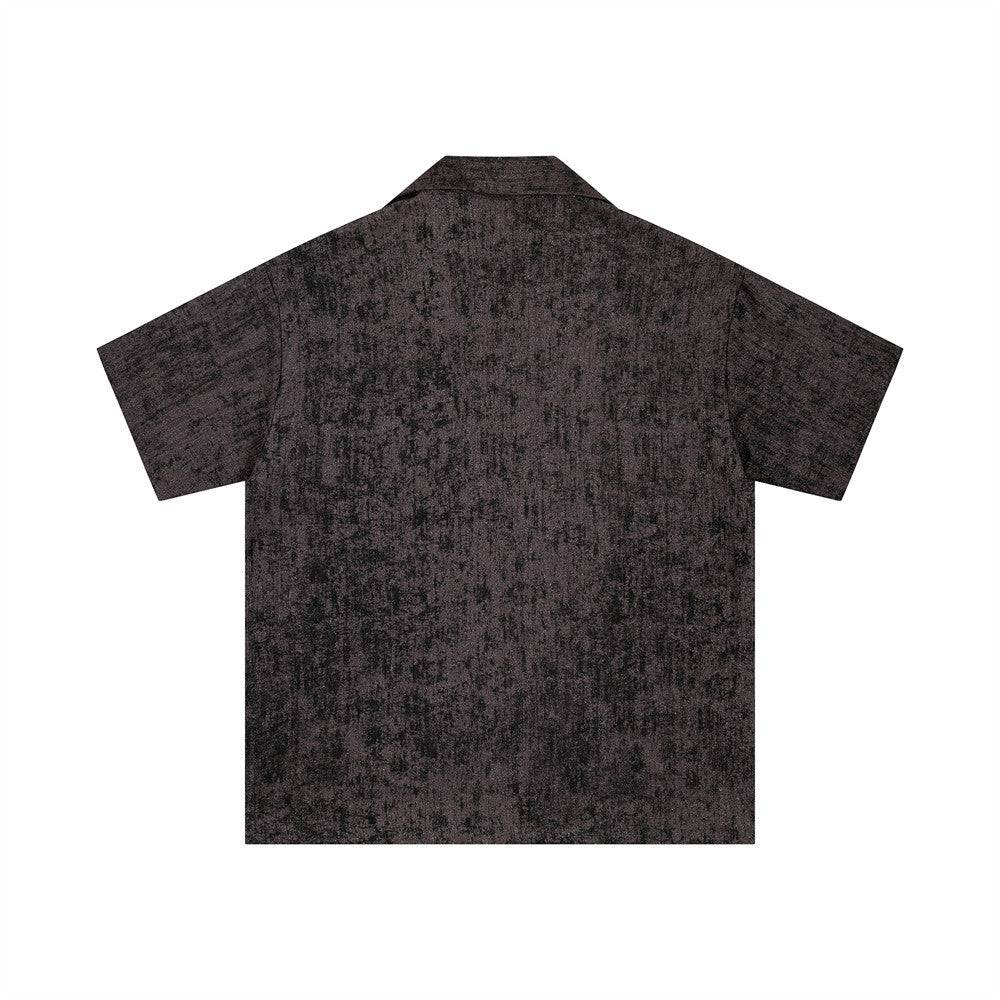 Tie-Dye Textured Pleated Cuban Collar Shirt