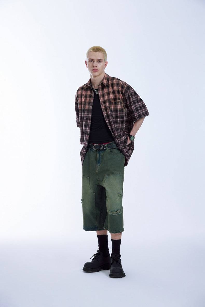 Plaid Oversized Gradient Heavyweight Shirt