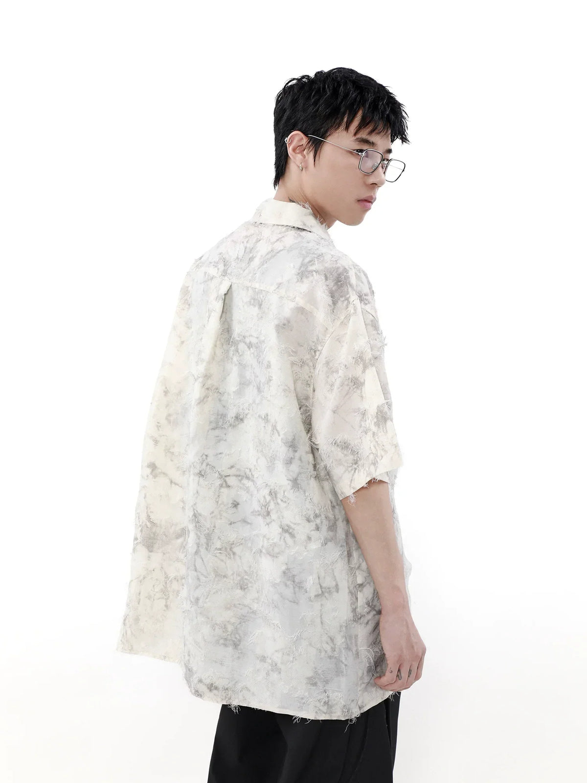 Oversized Fringed Short Sleeve Shirt