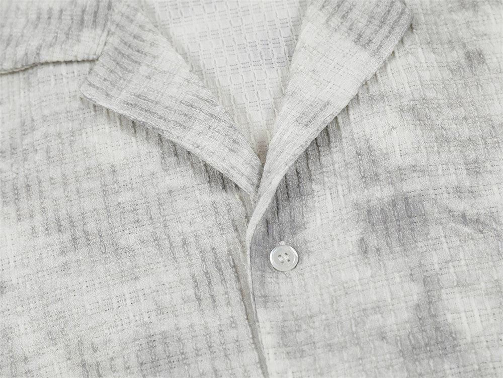 Ink Wash Tie-Dye Cuban Collar Shirt