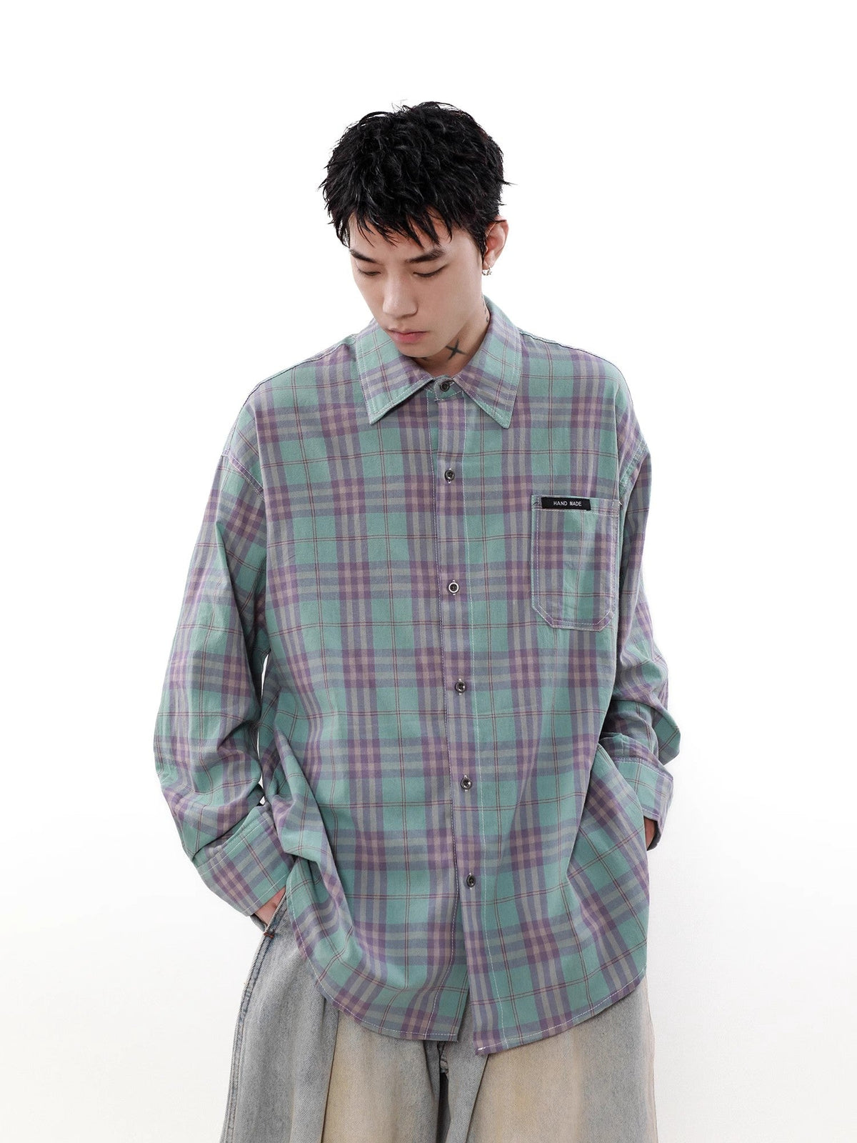 Plaid Oversized Long Sleeve Shirt