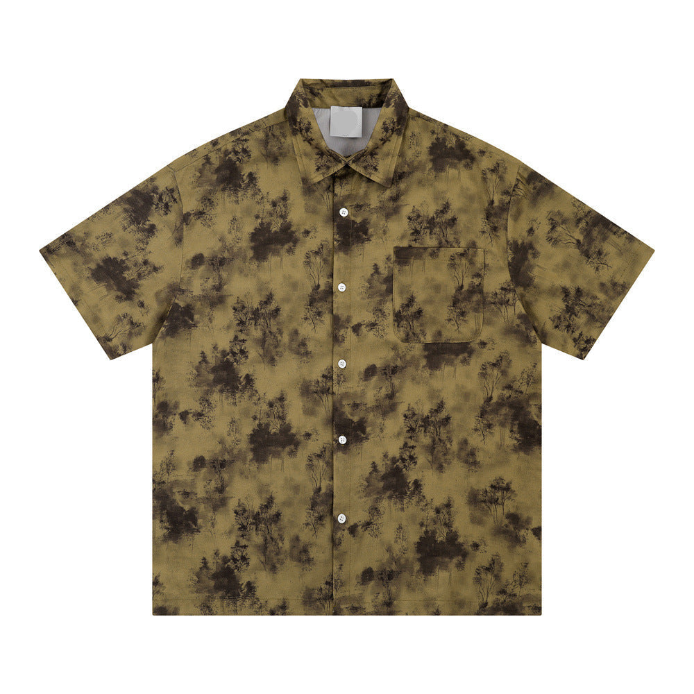Vintage Plants Print Summer Shirt