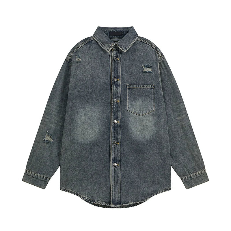 Oversized Denim Long Sleeve Shirt