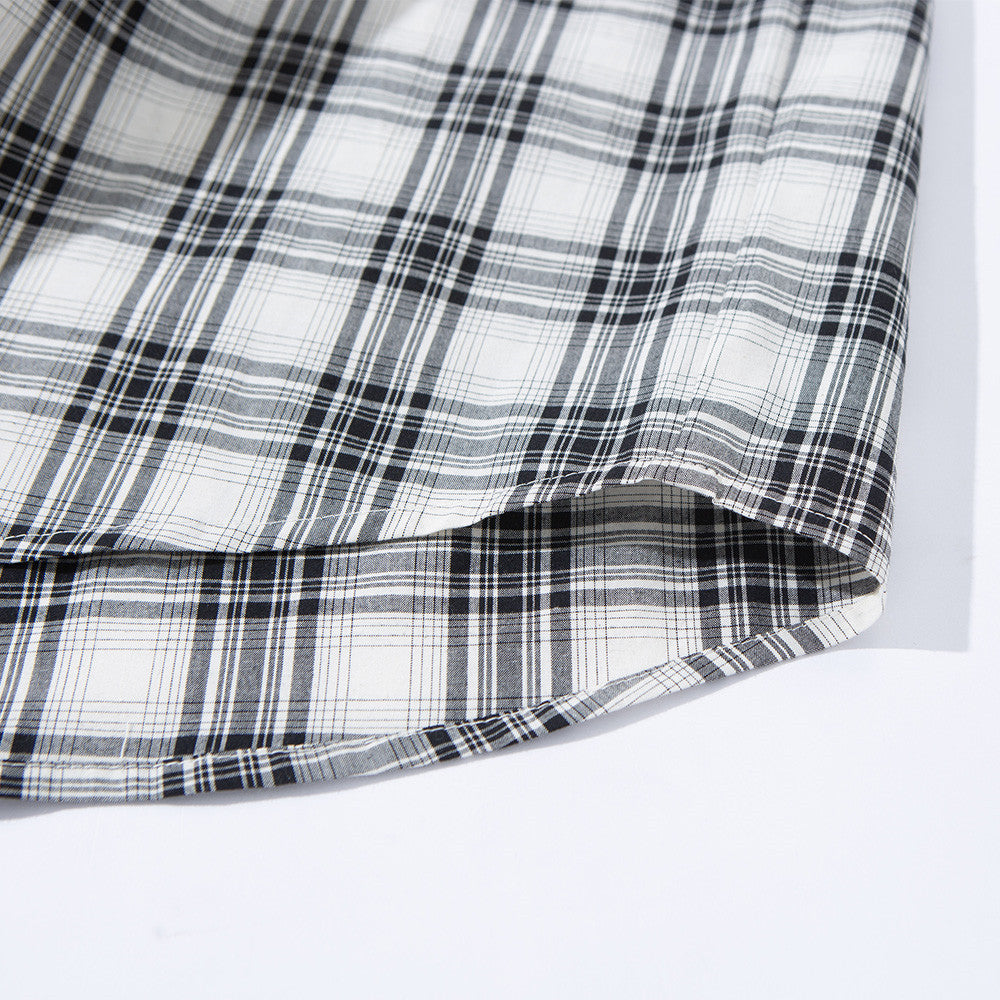 Camisa de manga corta a cuadros relajada