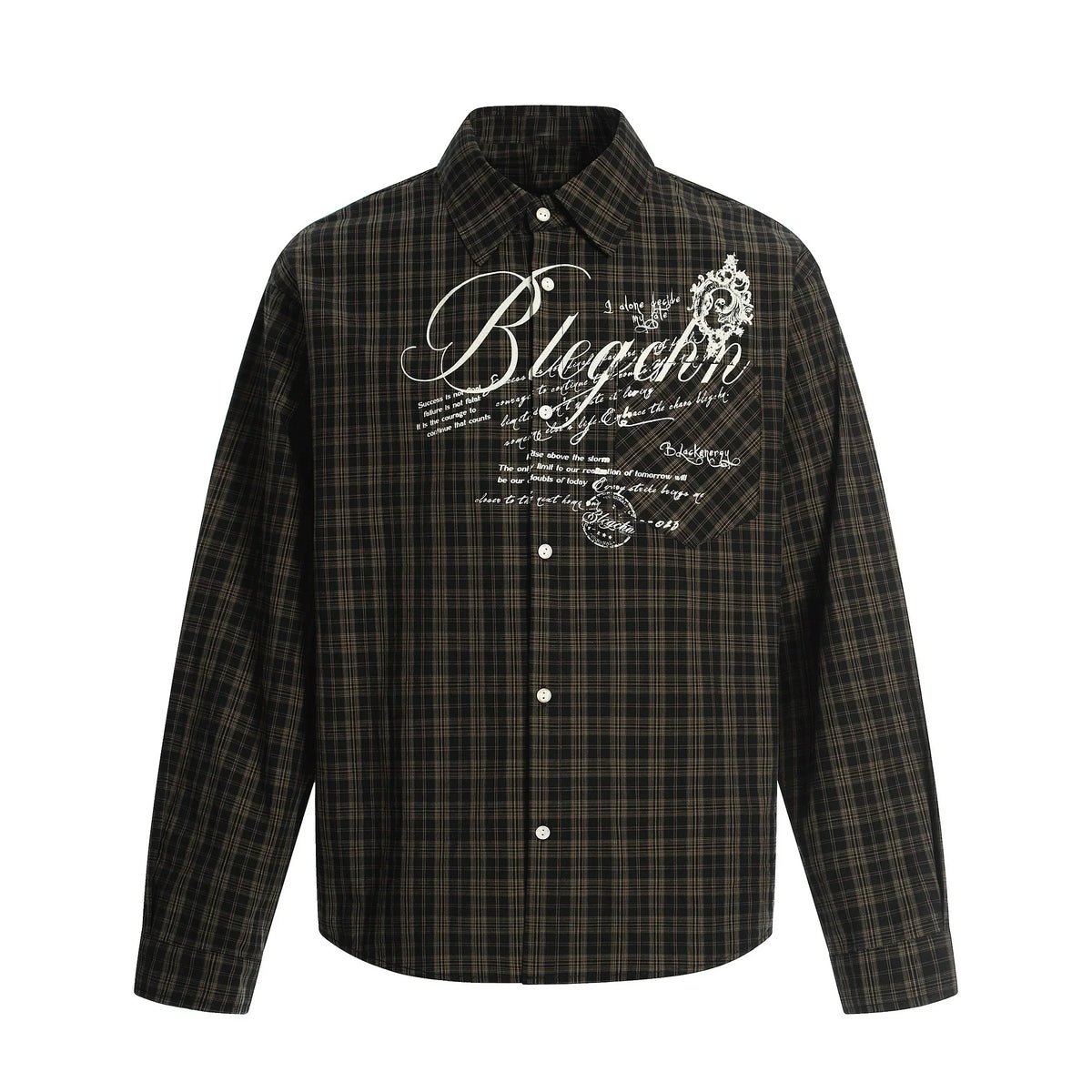 Print Oversized Plaid Long Sleeve Shirt