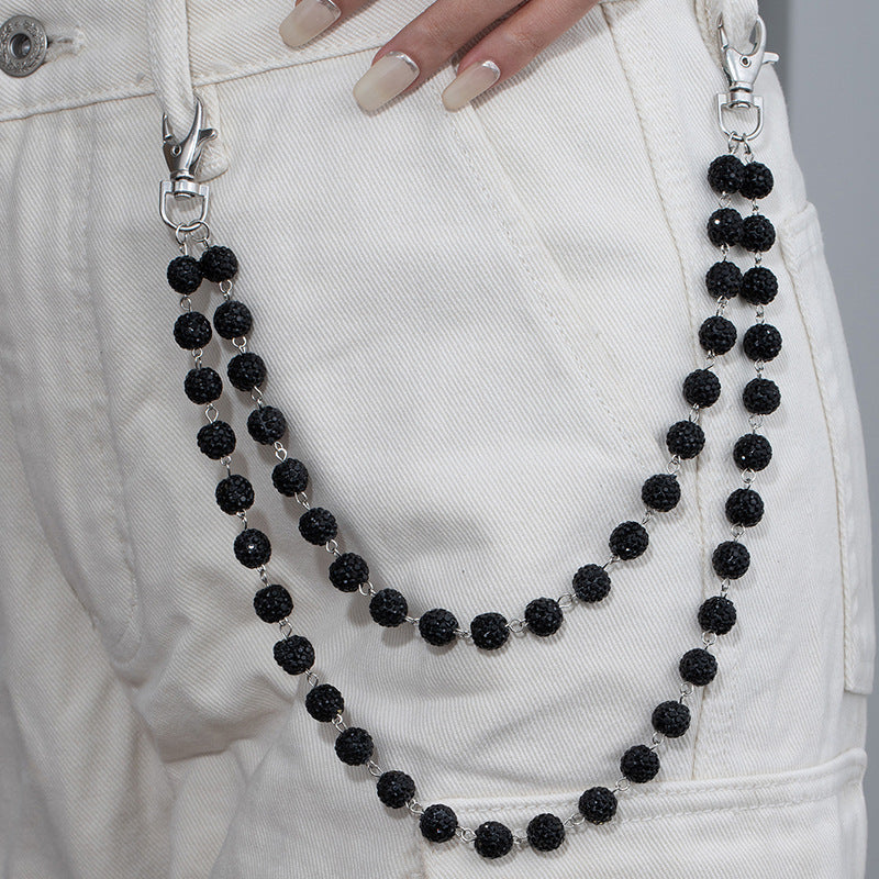 Shadow Black Rhinestone Wallet Chain