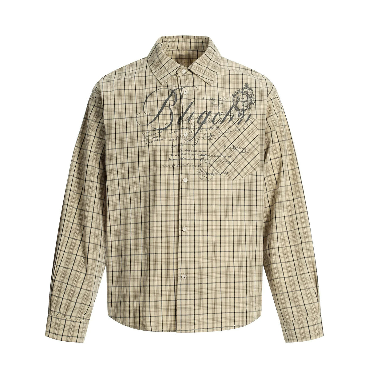 Print Oversized Plaid Long Sleeve Shirt