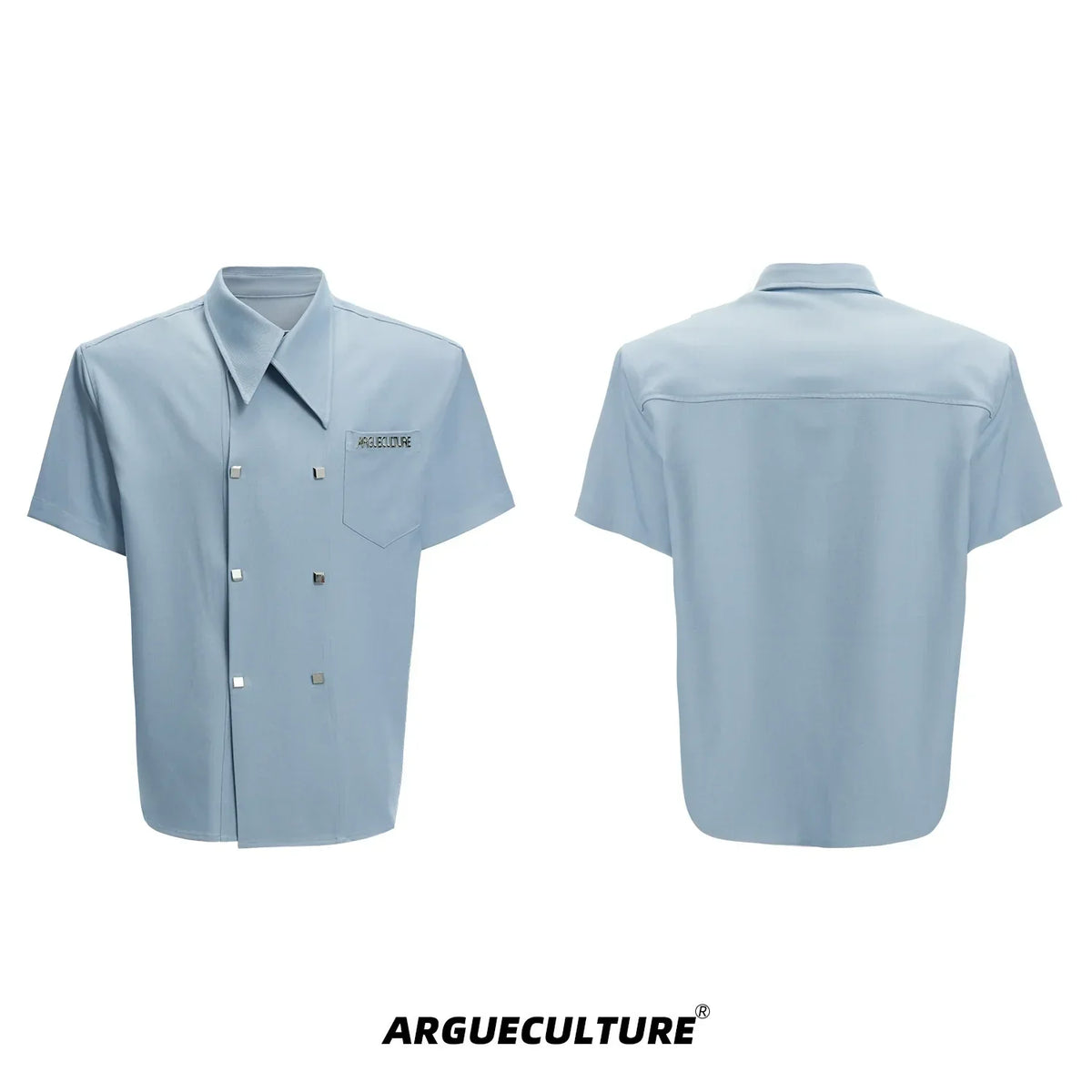 Double-Breasted Design Oversized Short Sleeve Shirt