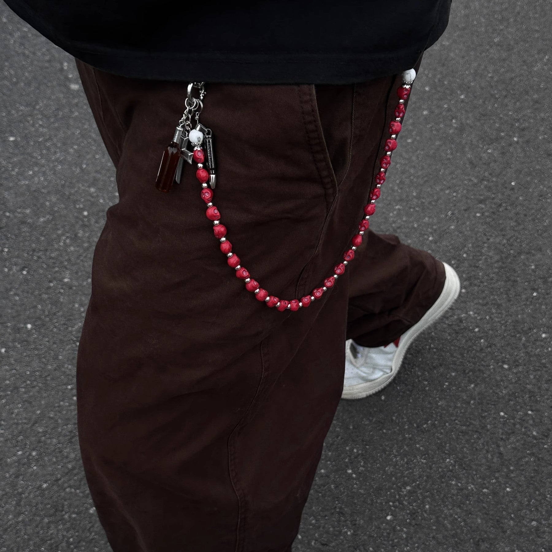 Crimson Red Skull Wallet Chain