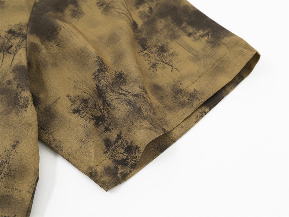 Vintage Plants Print Summer Shirt