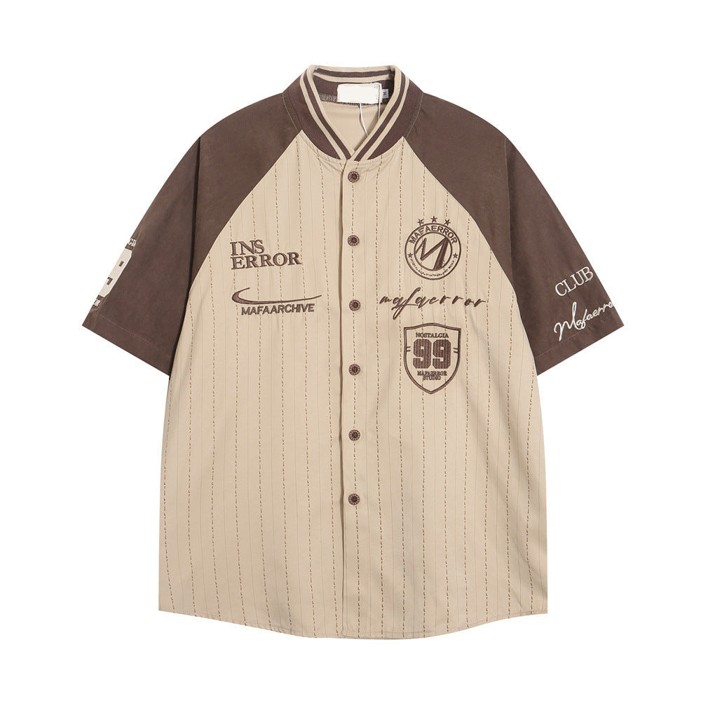 Baseball Collar Short-Sleeved Shirt