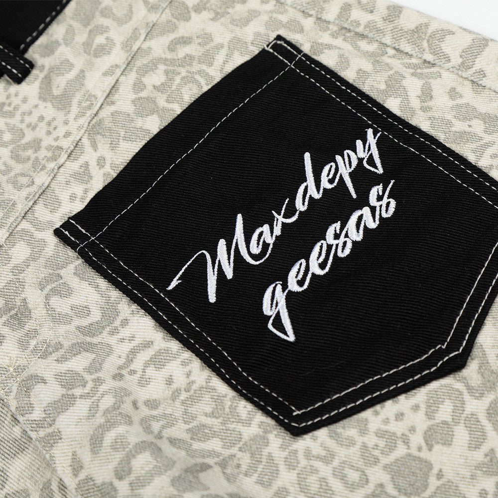 Cropped Wide-Leg Leopard Print Pants