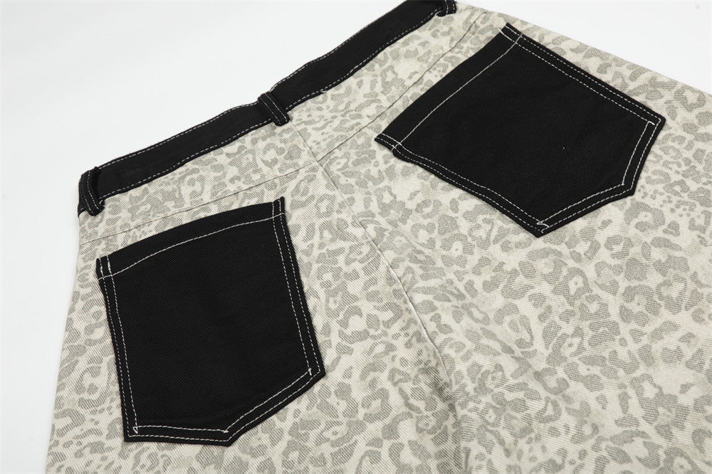 Cropped Wide-Leg Leopard Print Pants
