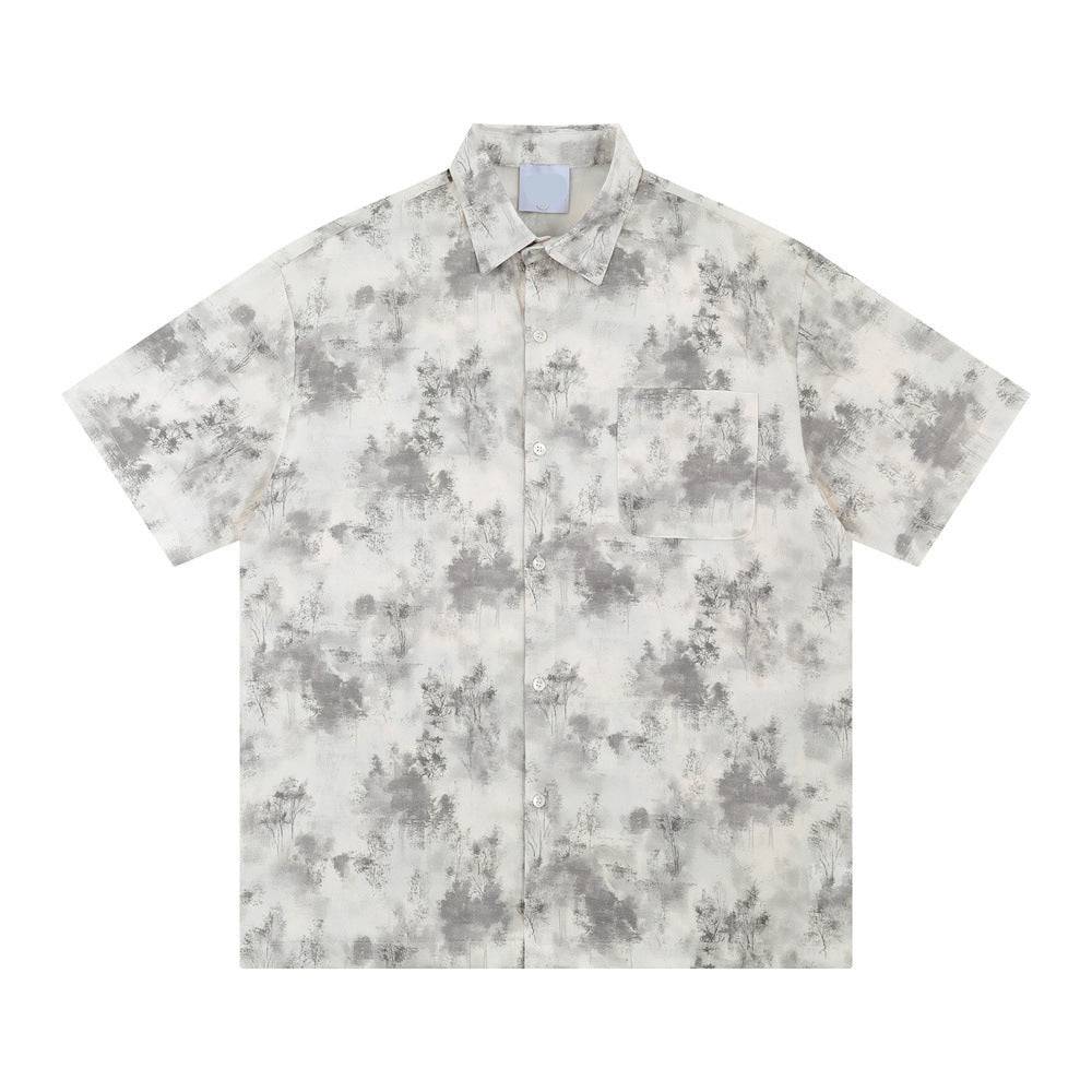 Vintage Plants Print Summer Shirt