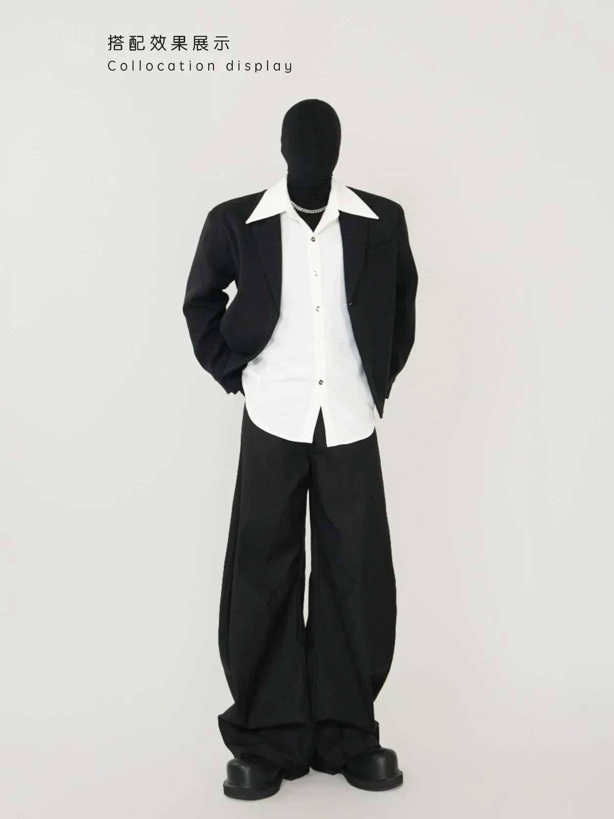 Pointed-Collar Wrinkle-Resistant Long Sleeve Shirt