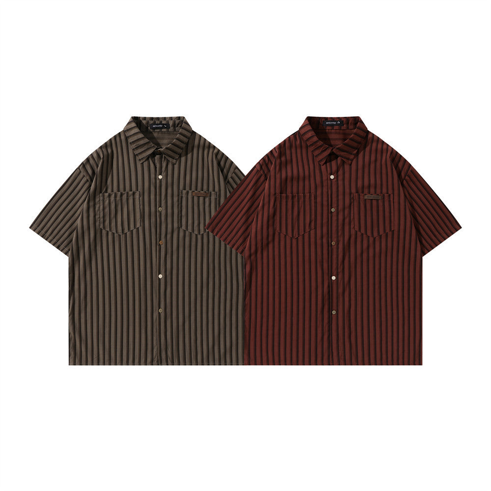 Retro Striped 2 Pockets Shirt