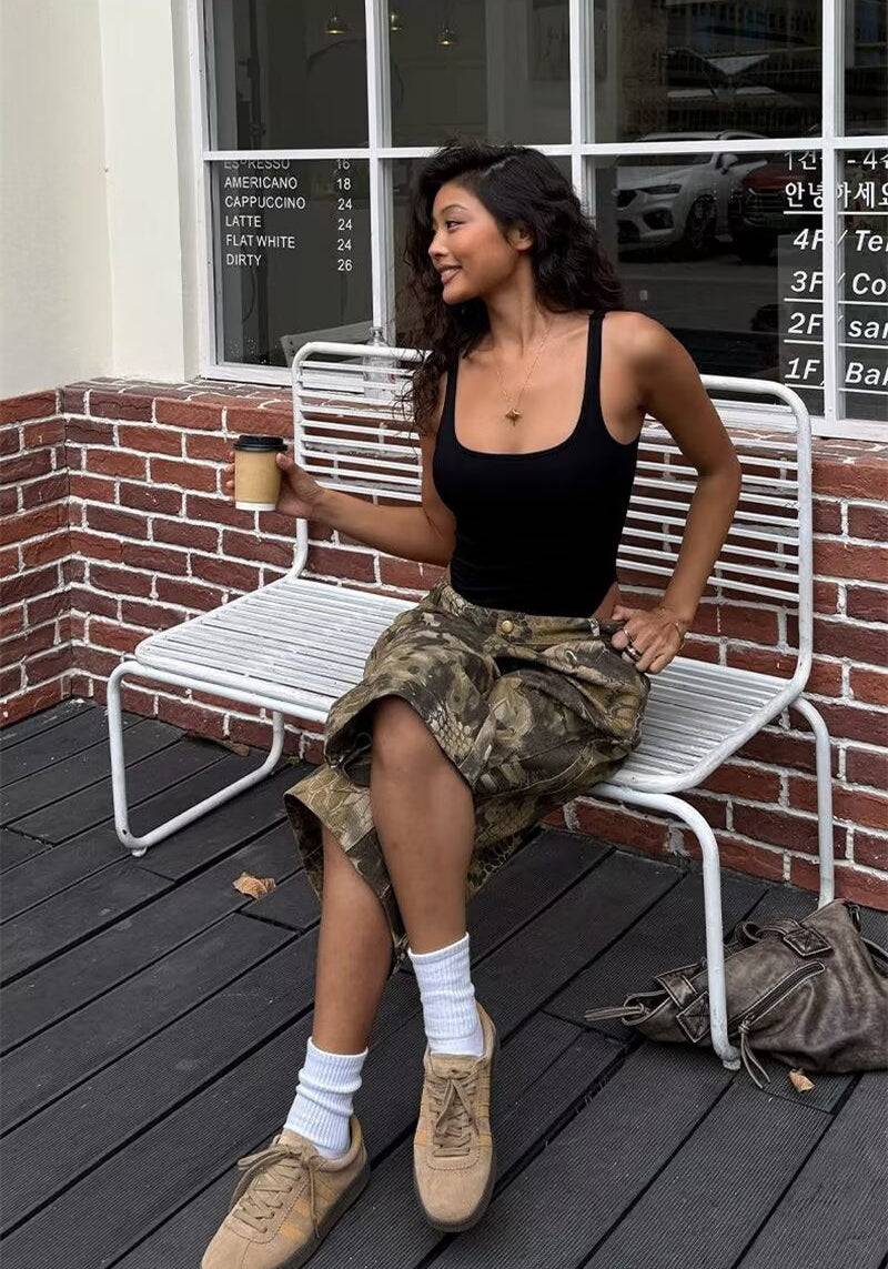 Camouflage Distressed Trendy Jorts