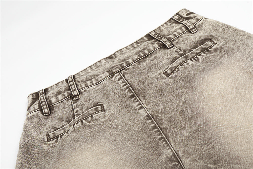 Acid Wash Wide-Leg Jeans - Denim Jeans