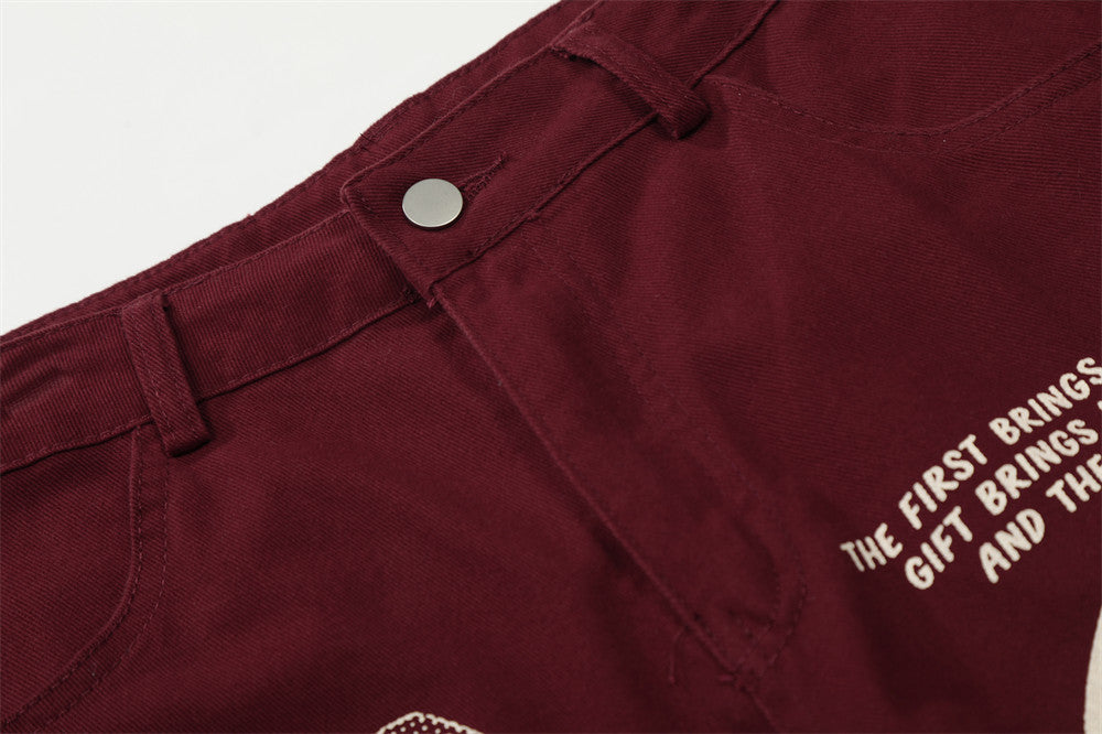 Pantalones capri de pernera ancha con estampado gráfico