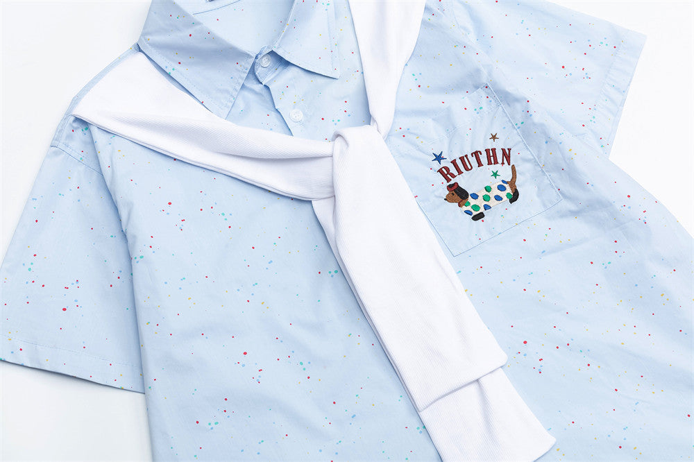 Camisa abotonada con salpicaduras de color