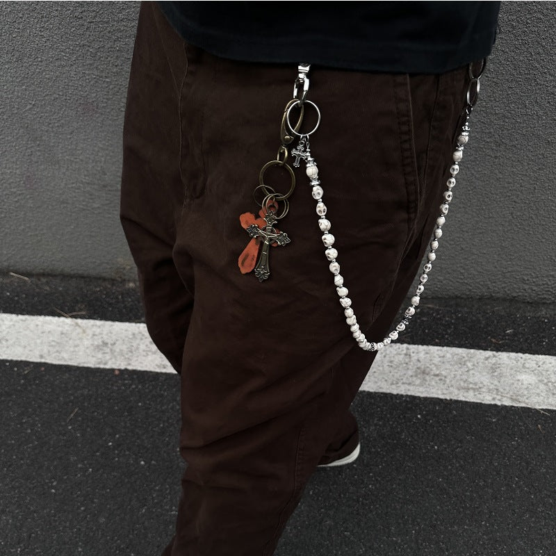 Pale White Skull Wallet Chain