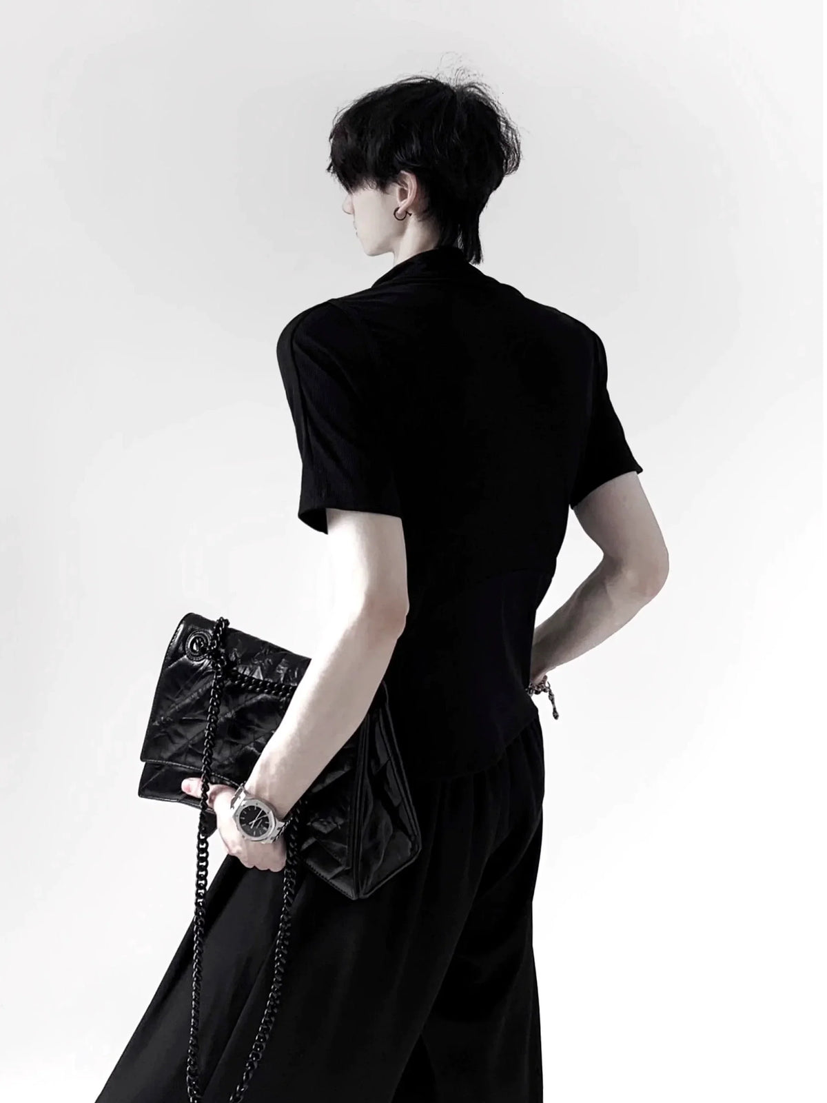 Plain Zip-Up Short Sleeve Shirt