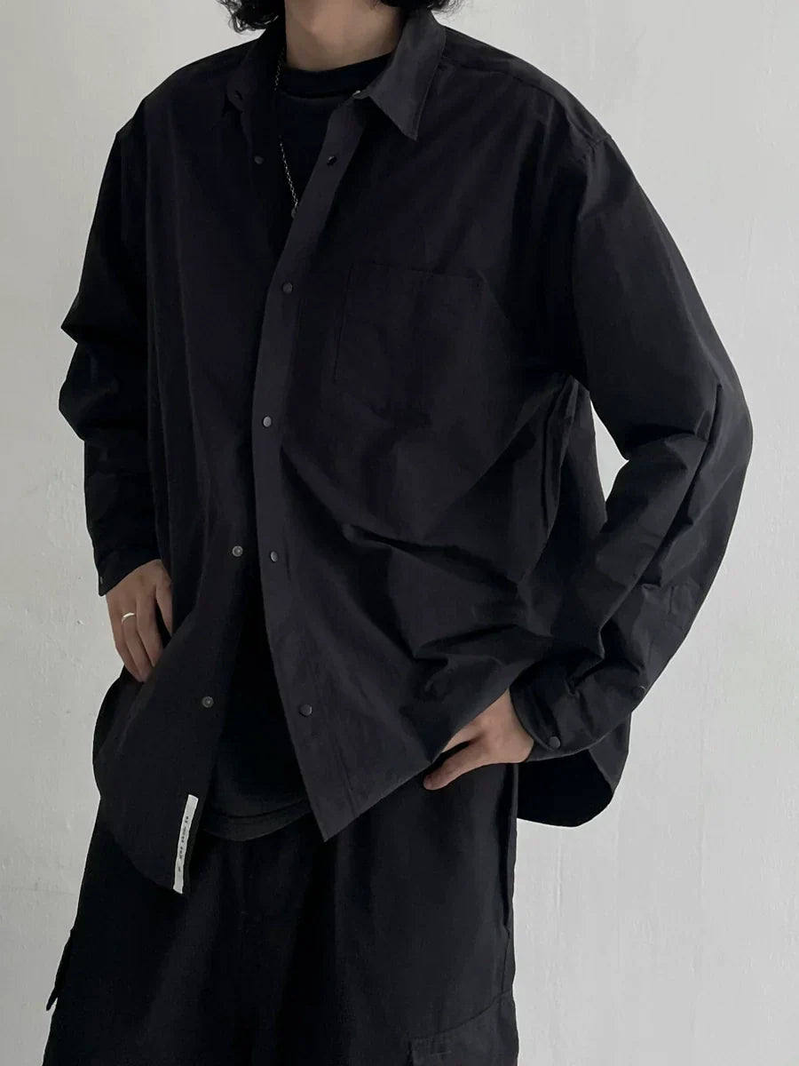Basic Design Black Long Sleeve Shirt