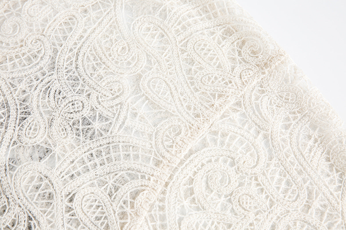 Graffiti Lace Cutout Short Sleeve Shirt