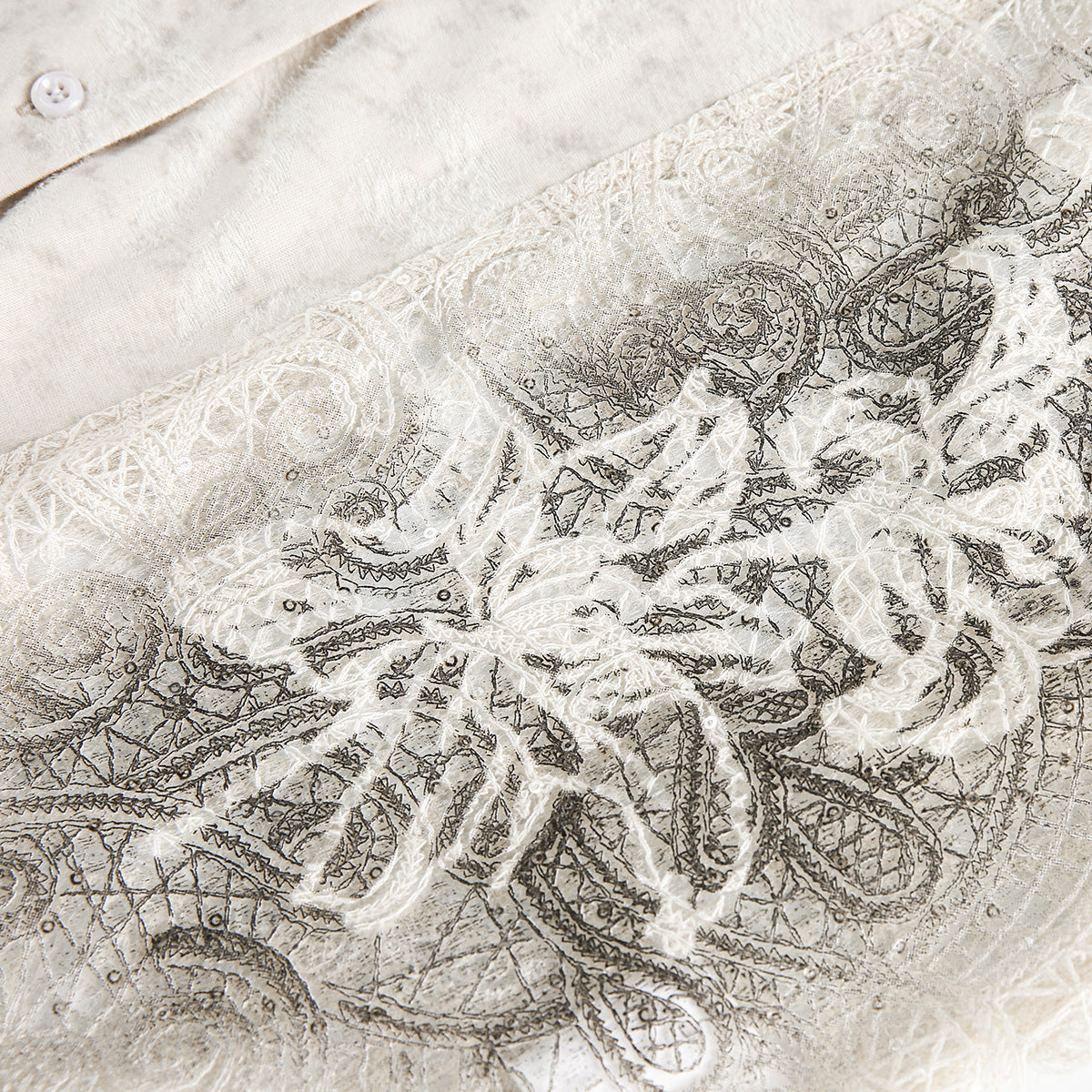 Graffiti Lace Cutout Short Sleeve Shirt