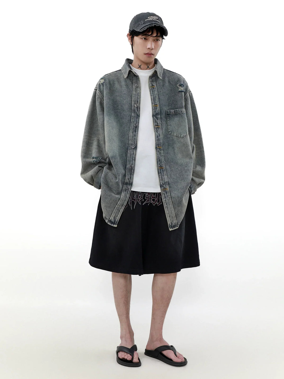 Oversized Denim Long Sleeve Shirt