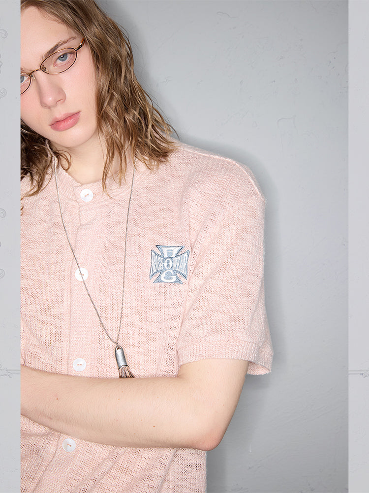 Snowflake Texture Embroidery Oversized Short Sleeve Shirt