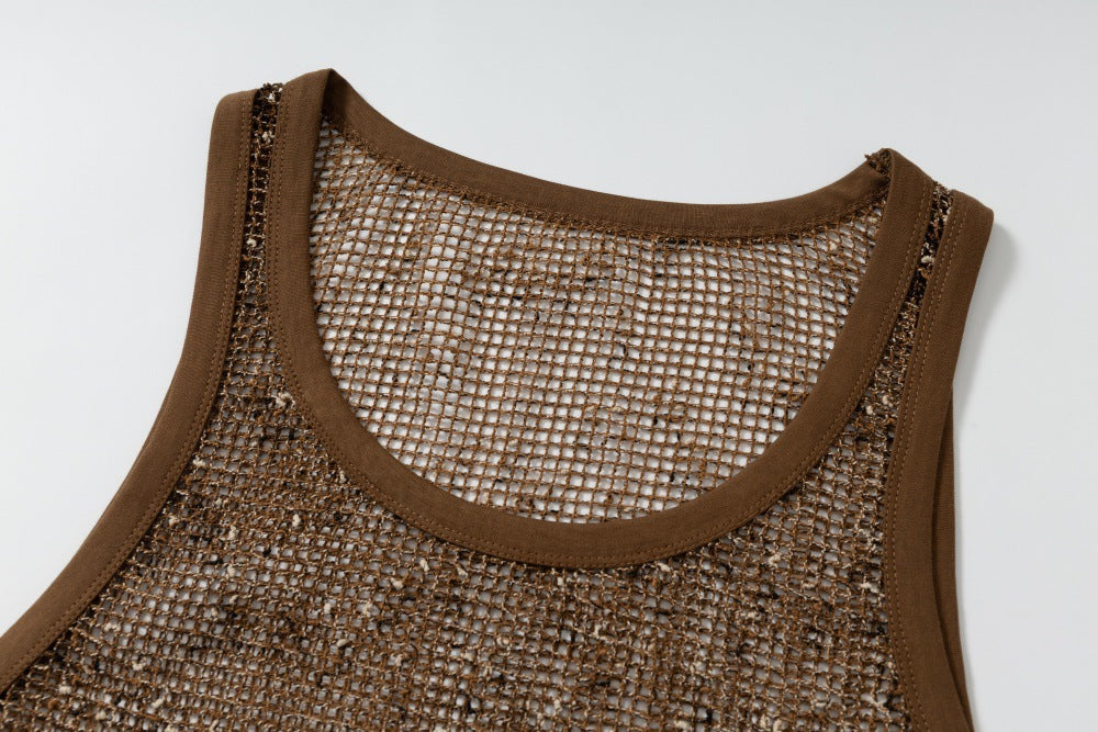 Camiseta de tirantes de malla transparente - Sin mangas