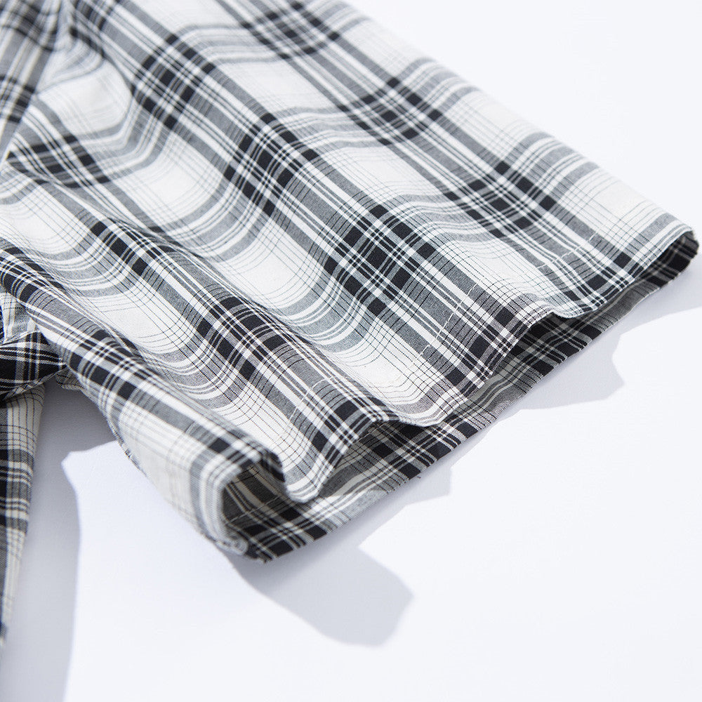 Camisa de manga corta a cuadros relajada