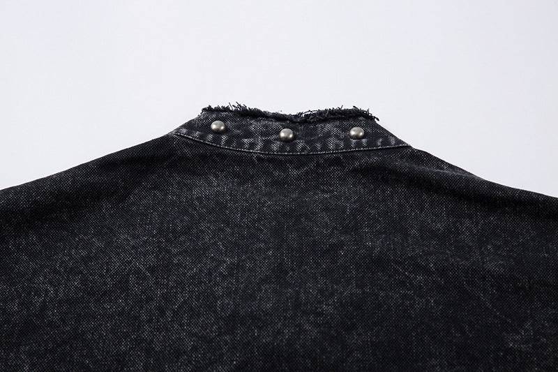Distressed Short-Sleeved Denim Shirt
