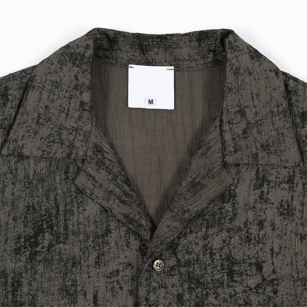 Tie-Dye Textured Pleated Cuban Collar Shirt