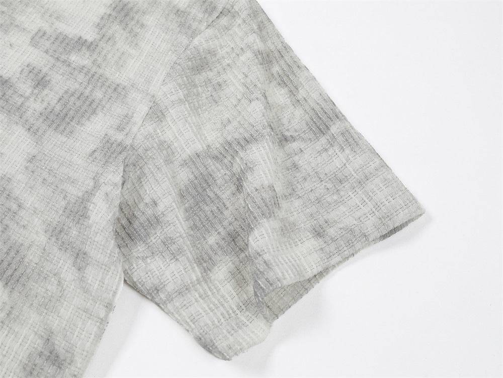 Ink Wash Tie-Dye Cuban Collar Shirt