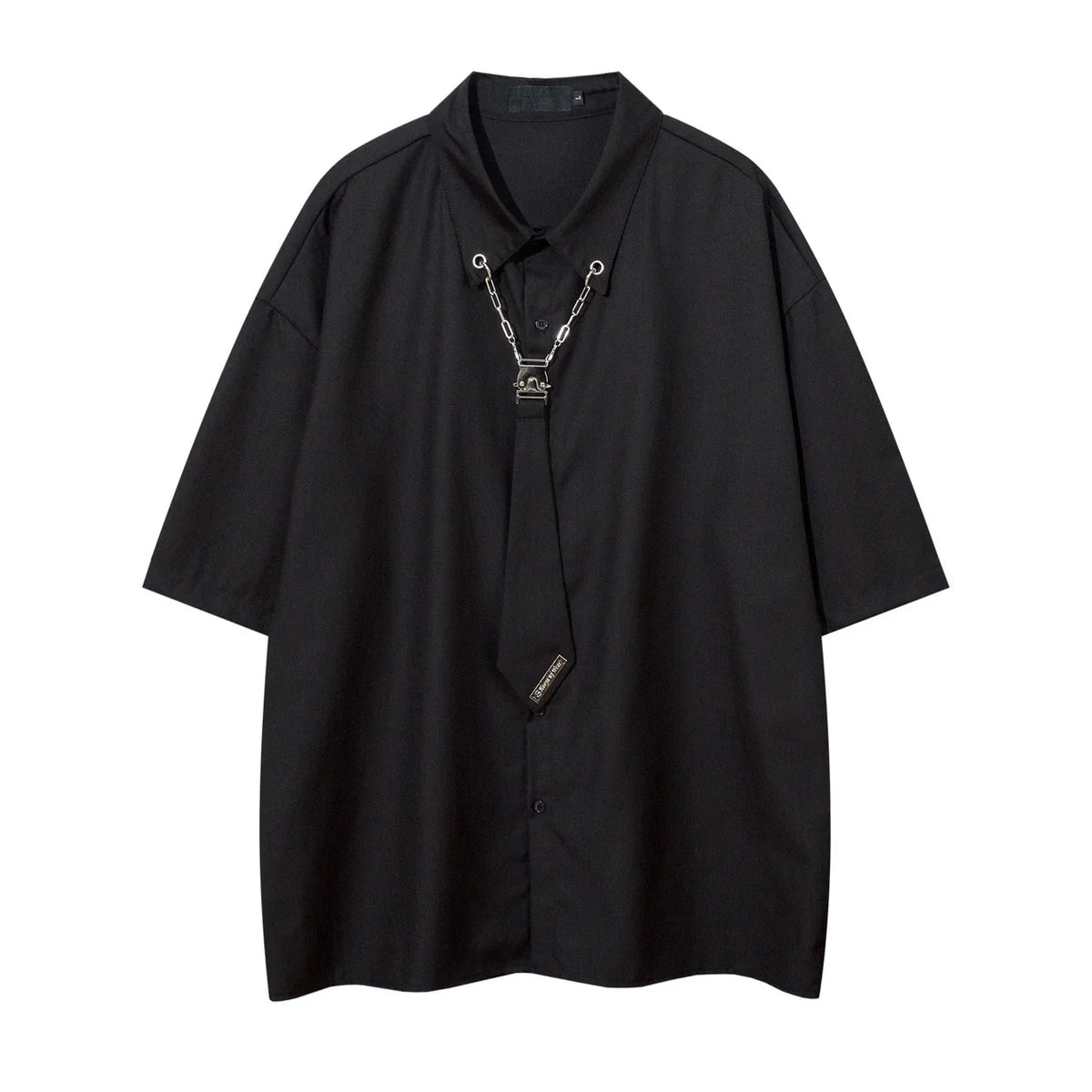 Tie Accessories Design Oversized Short Sleeve Shirt