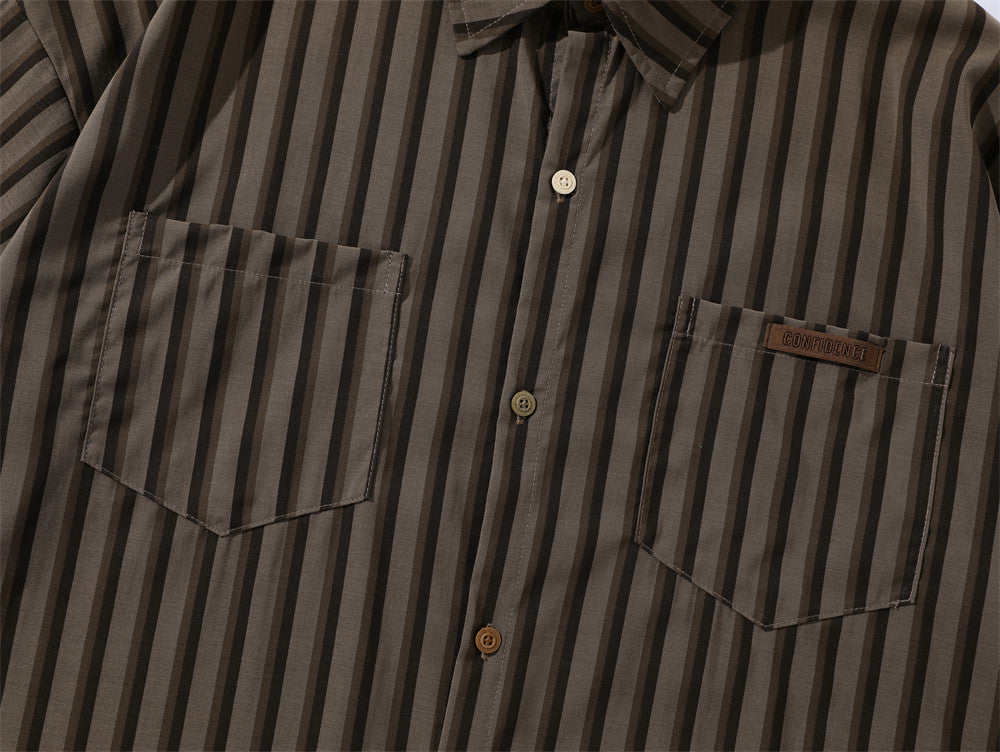 Retro Striped 2 Pockets Shirt