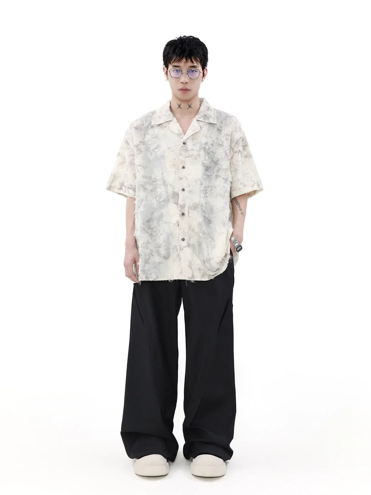 Oversized Fringed Short Sleeve Shirt