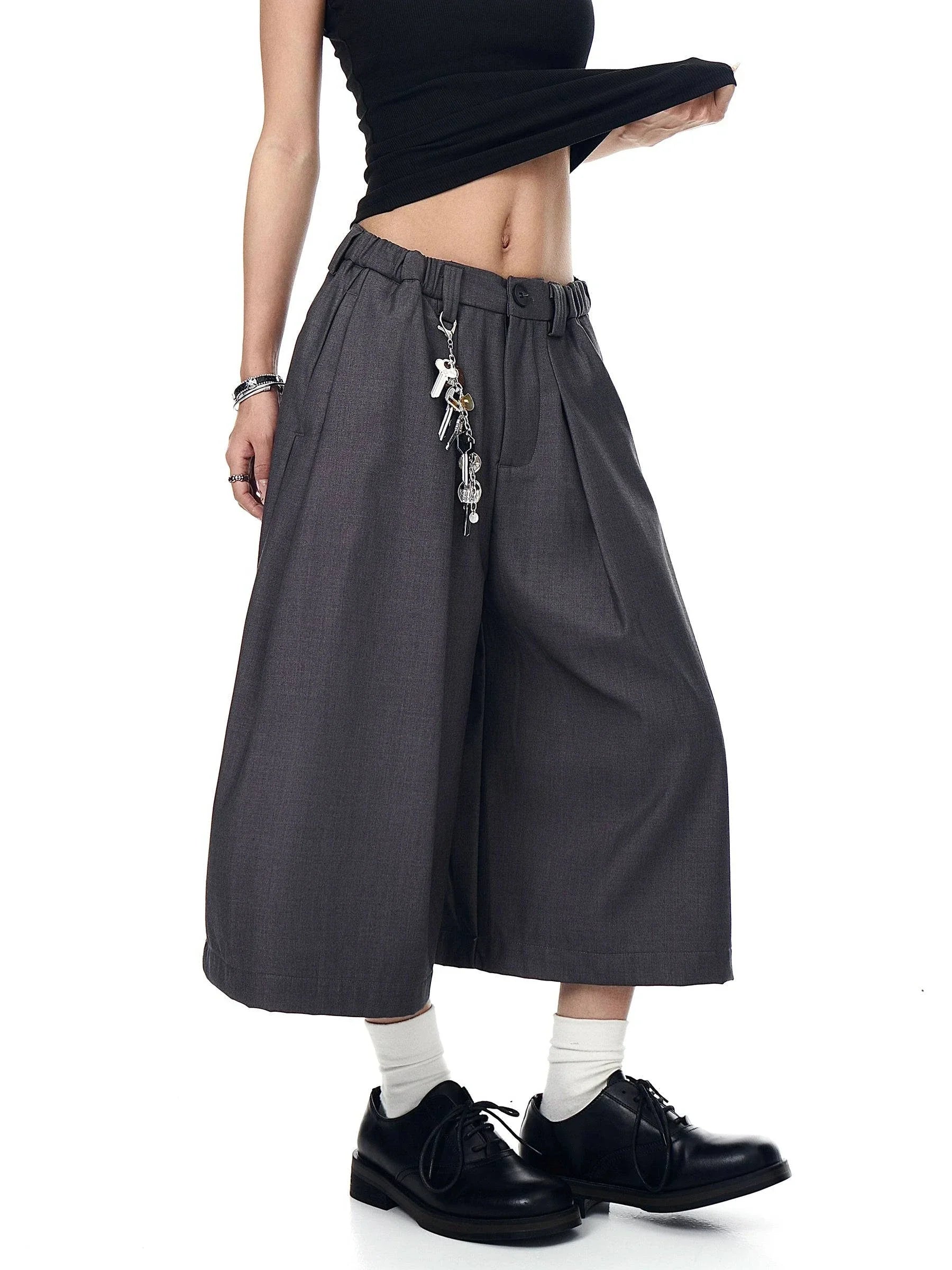 Pleated Wide-Leg Ruffian Jorts