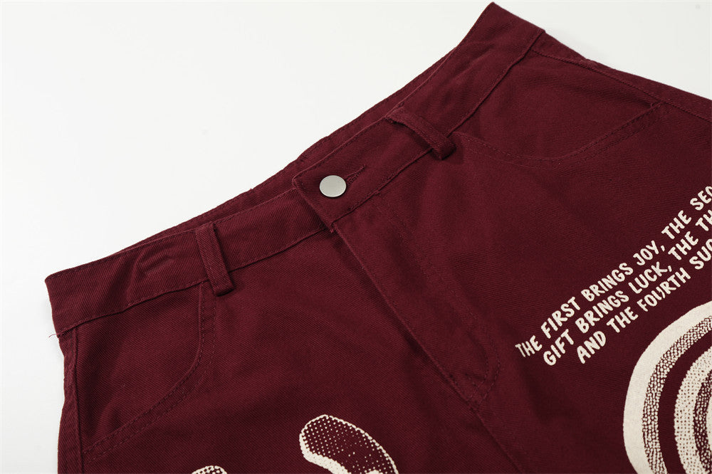 Pantalones capri de pernera ancha con estampado gráfico