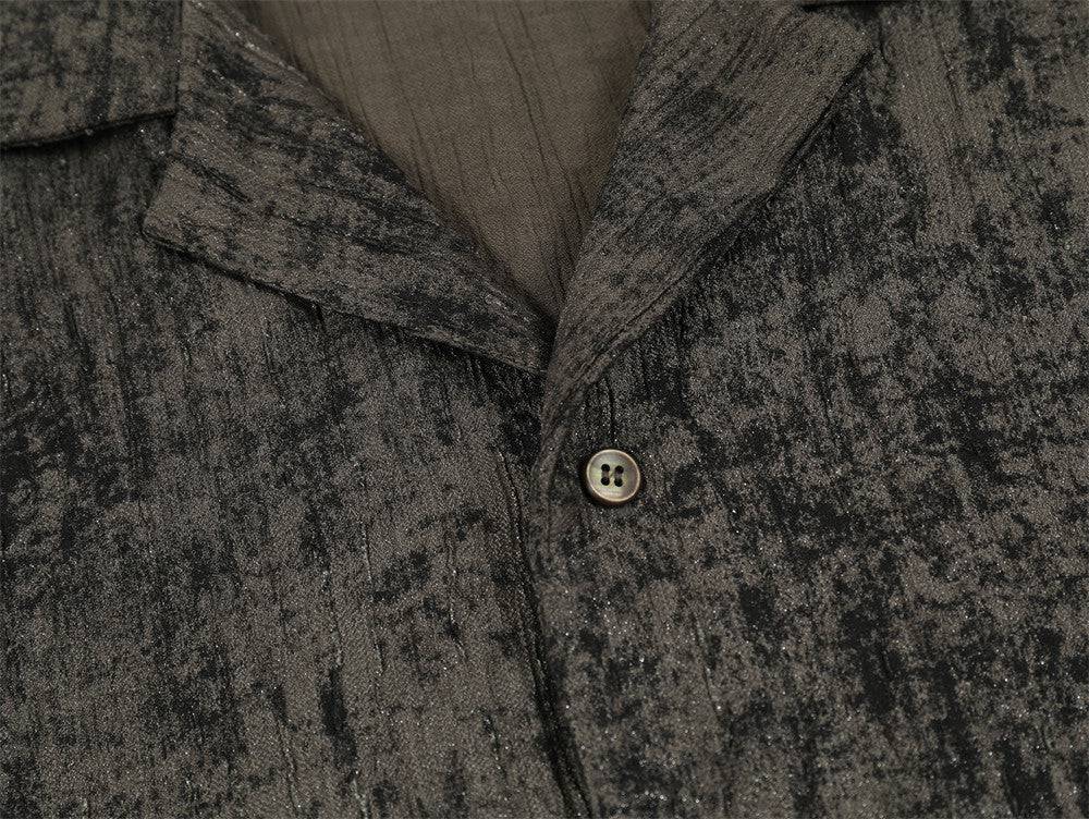 Tie-Dye Textured Pleated Cuban Collar Shirt