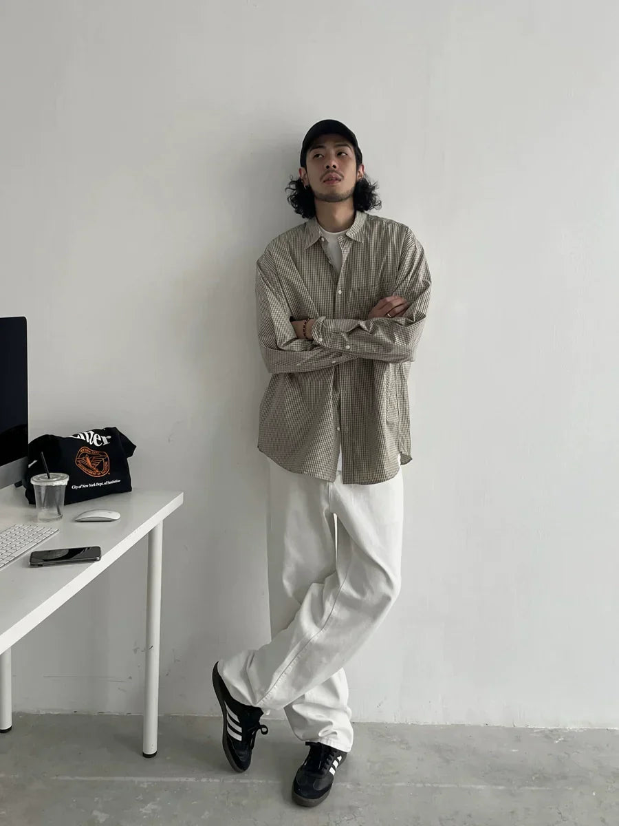 Basic Plaid Design Long-Sleeve Shirt