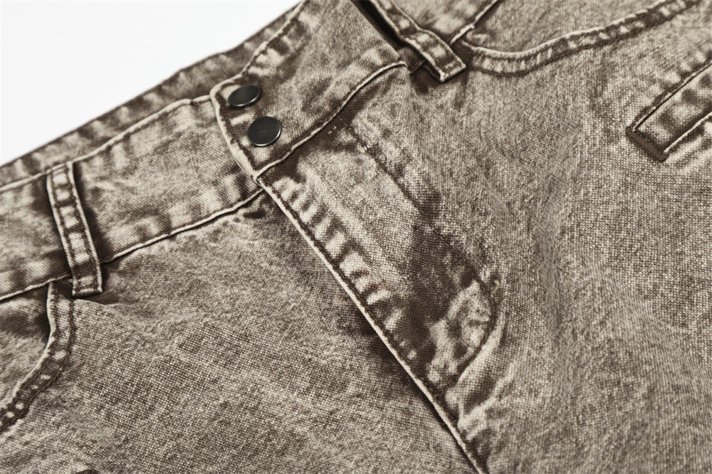 Acid Wash Wide-Leg Jeans - Denim Jeans