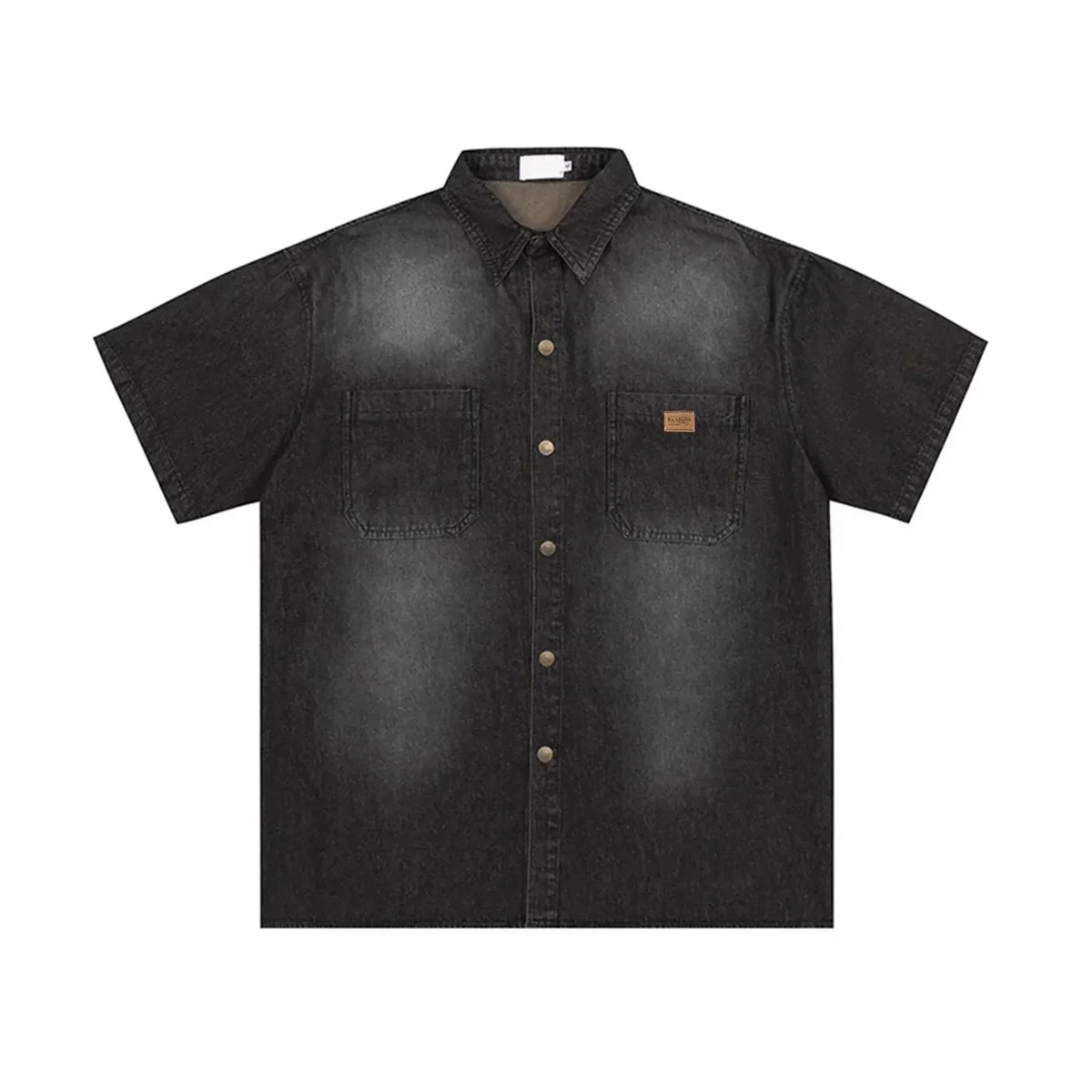 Washed Oversized Denim Short Sleeve Shirt