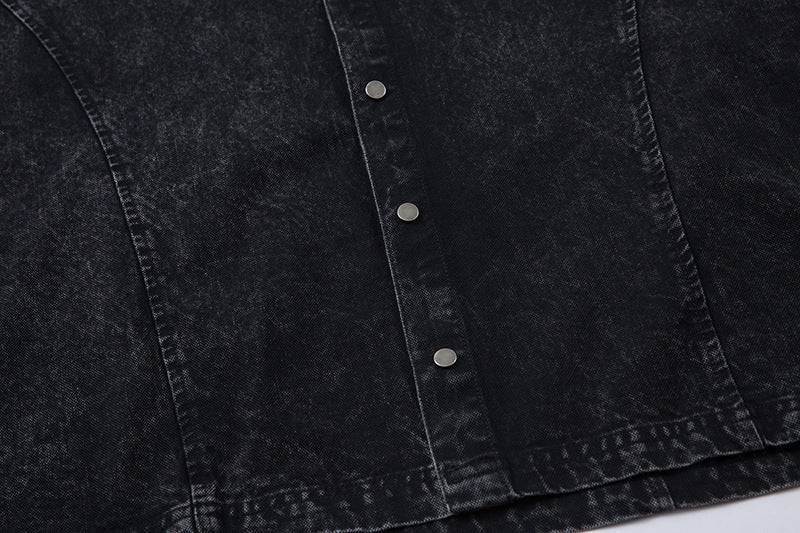 Distressed Short-Sleeved Denim Shirt
