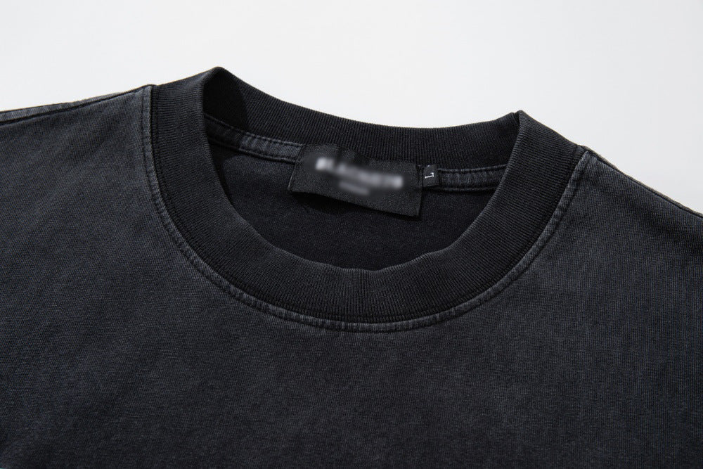 Camiseta de cuello redondo desteñida con diseño de unicornio