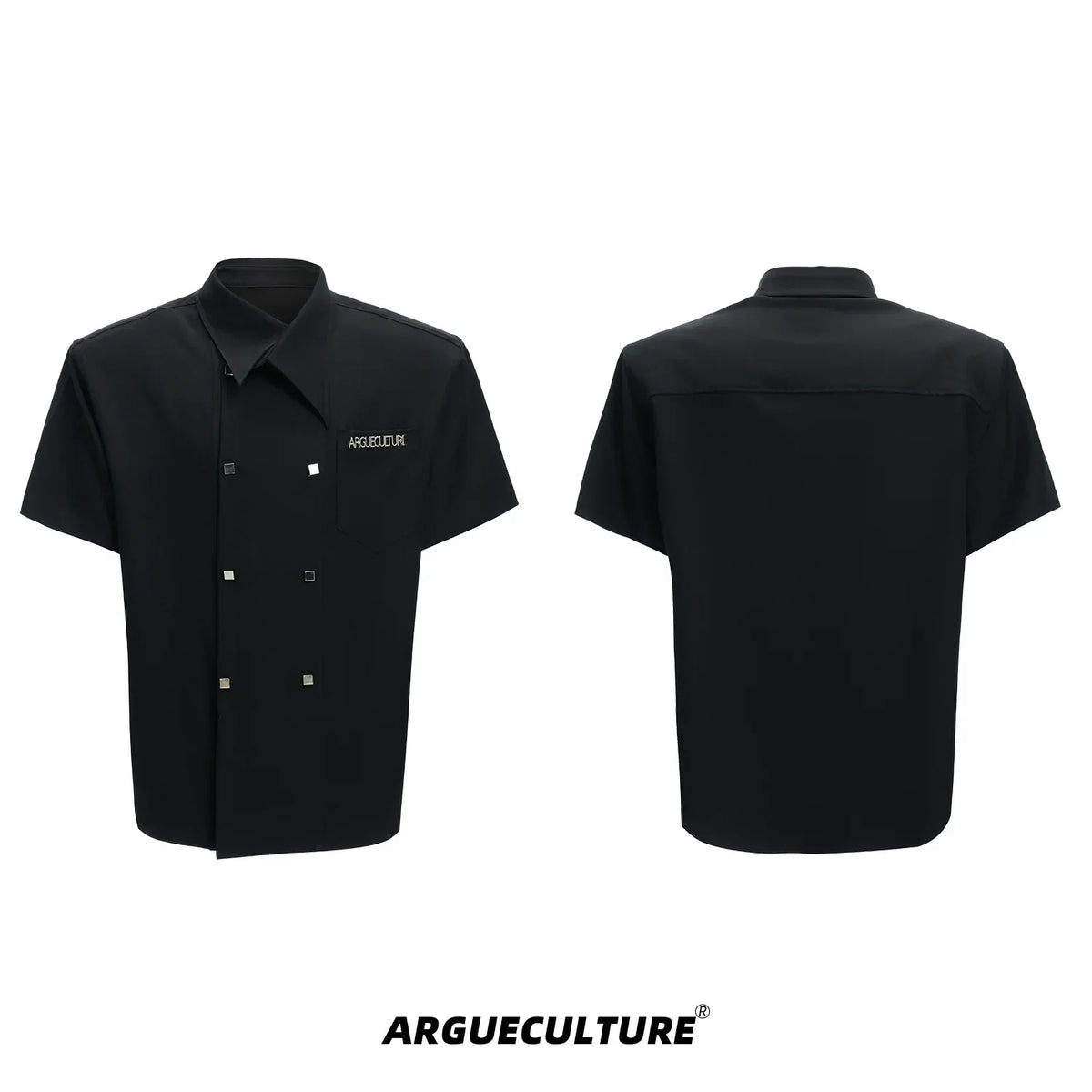 Double-Breasted Design Oversized Short Sleeve Shirt